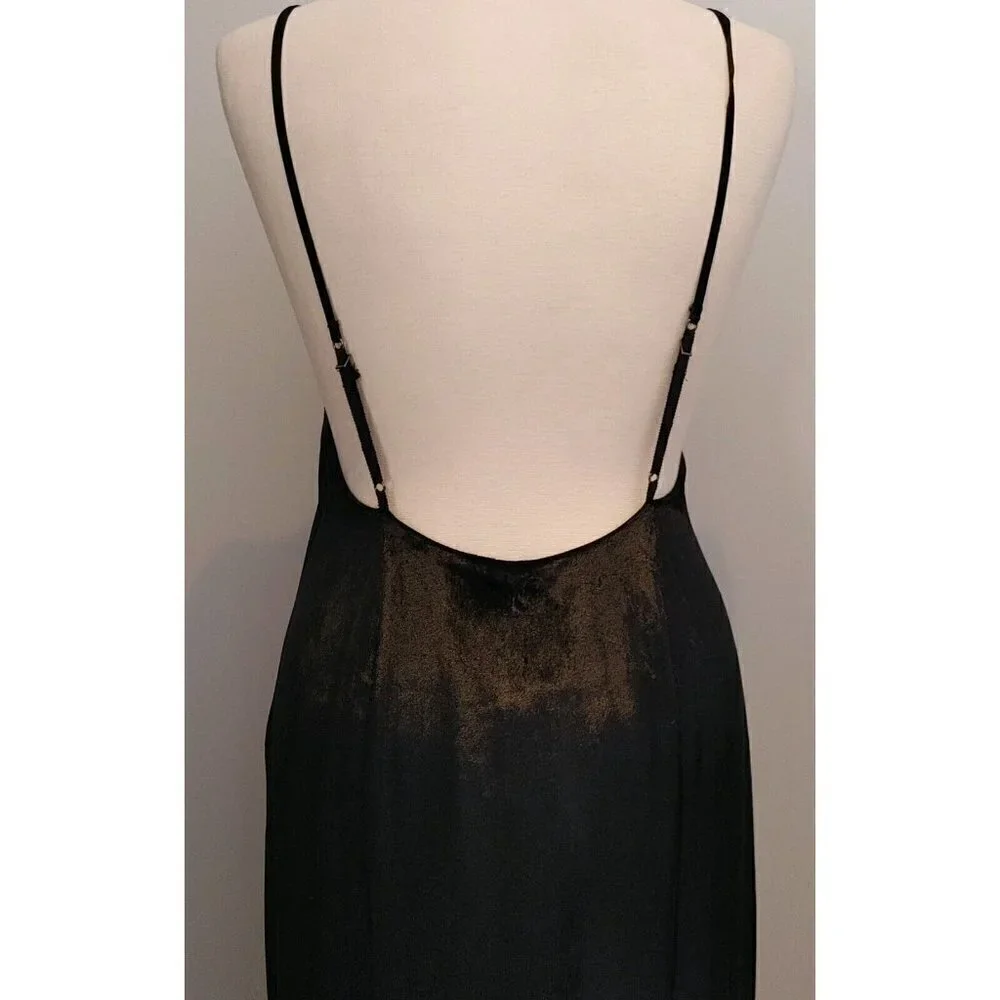 NWT Haute Hippie Black Velvet Maxi Evening Dress Spaghetti Straps Size 8 - Picture 5 of 13